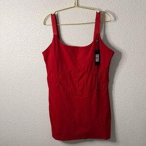 Frederick’s of Hollywood Red Corset Bodycon Mini Dress NWT XXXL Built-In Shorts